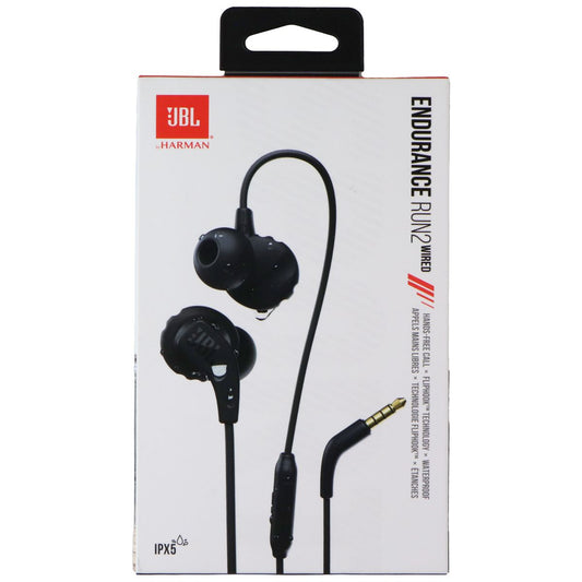 JBL Endurance Run2 Wired Headphones with Microphone - Black Portable Audio - Headphones JBL - Simple Cell Bulk Wholesale Pricing - USA Seller
