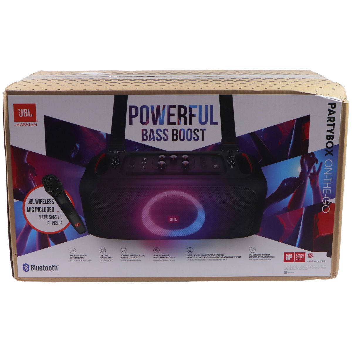 JBL PartyBox On-The-Go Portable Bluetooth Speaker with Dynamic Lights - Black iPod, Audio Player Accessories - Audio Docks & Mini Speakers JBL - Simple Cell Bulk Wholesale Pricing - USA Seller