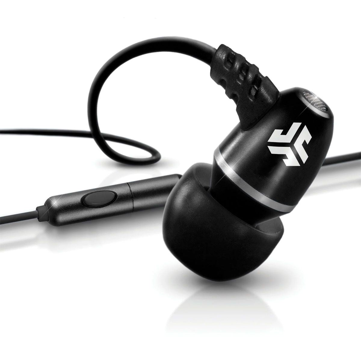 JLab Audio Wired Metal Earbuds with Microphone and Controls - Black Portable Audio - Headphones JLAB - Simple Cell Bulk Wholesale Pricing - USA Seller