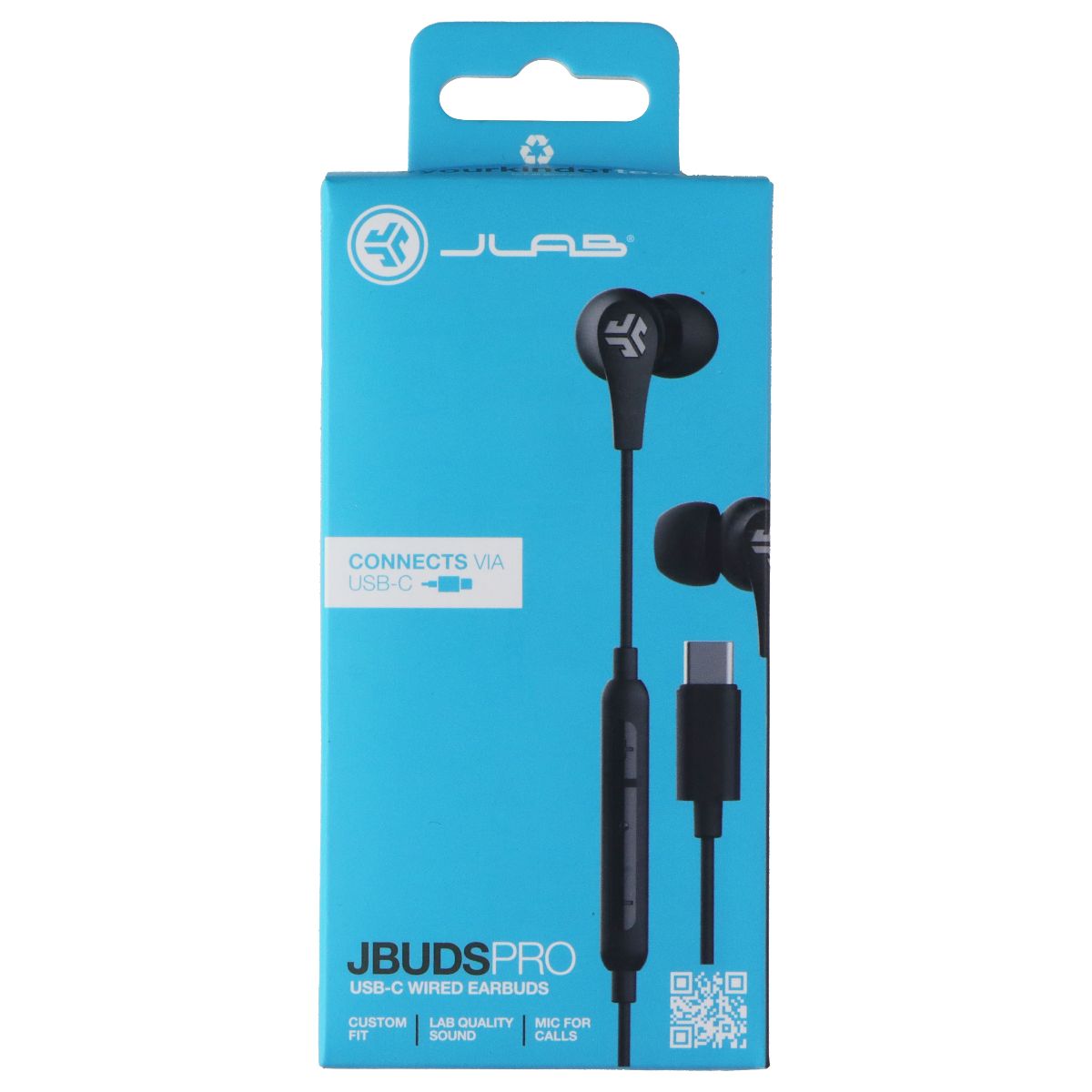 JLab JBuds Pro USB-C Wired Earbuds with Mic and Music Controls - Black Portable Audio - Headphones JLAB - Simple Cell Bulk Wholesale Pricing - USA Seller