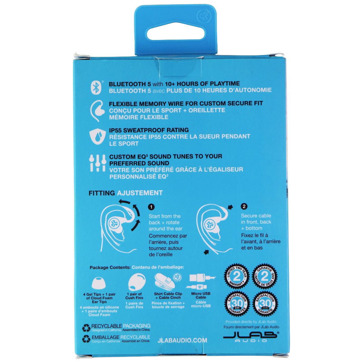 Jlab Fit Sport 3 Wireless Bluetooth Fitness Gym Earbuds - Black Portable Audio - Headphones JLAB - Simple Cell Bulk Wholesale Pricing - USA Seller