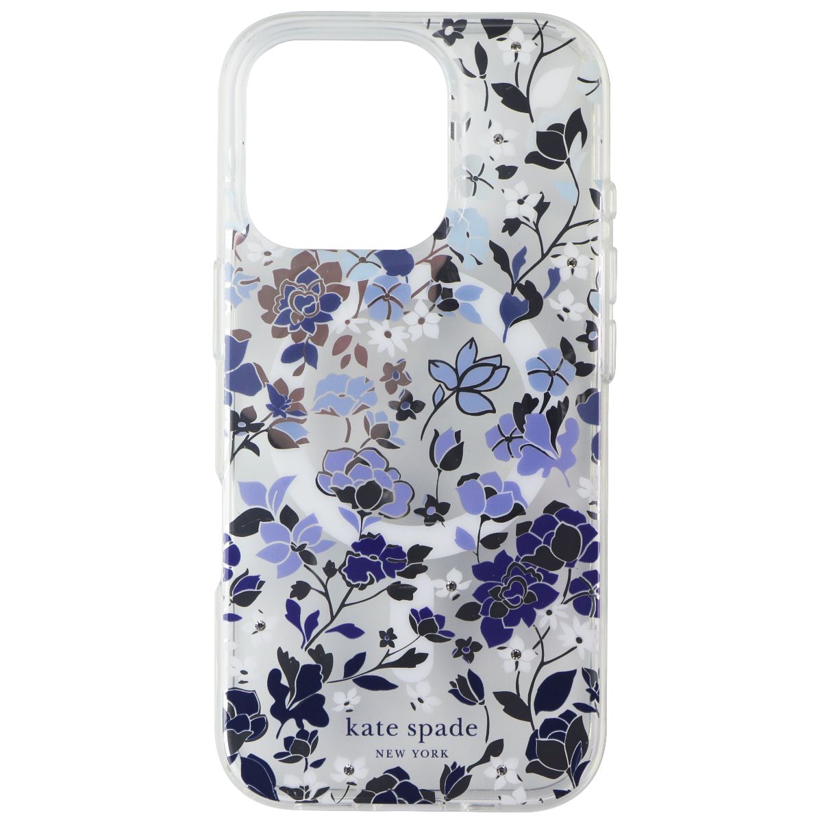 Kate Spade Protective Case for MagSafe for iPhone 16 Pro - Flowerbed Blue Gems