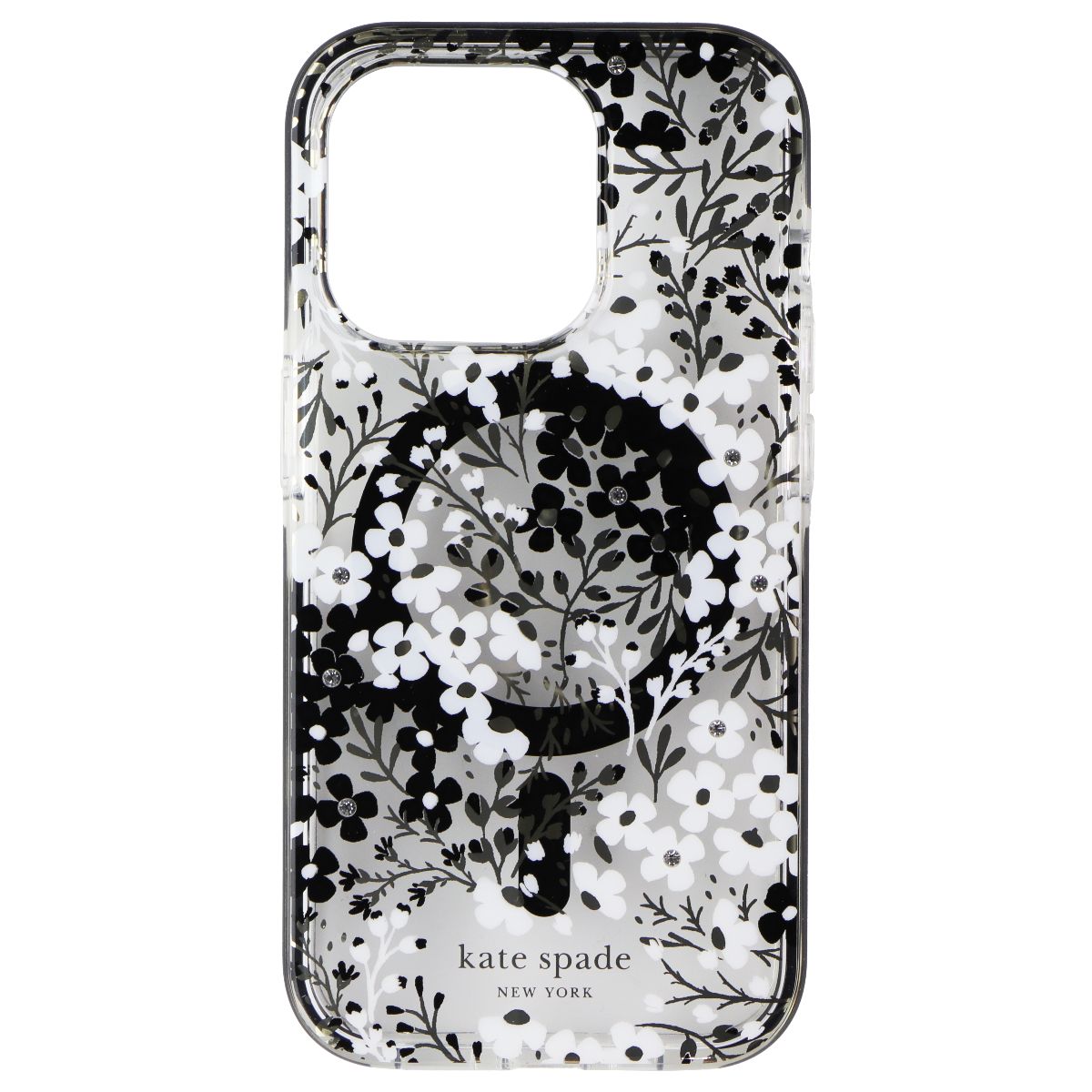 Kate Spade Defensive Case for MagSafe for iPhone 15 Pro - Floral Black/White Cell Phone - Cases, Covers & Skins Kate Spade New York - Simple Cell Bulk Wholesale Pricing - USA Seller