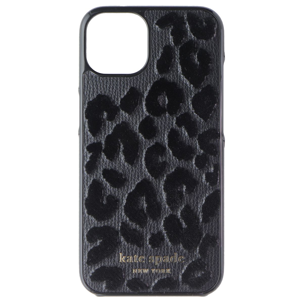Kate Spade Wrap Folio Series Case for Apple iPhone 13 - Leopard Flocked Black Cell Phone - Cases, Covers & Skins Kate Spade New York - Simple Cell Bulk Wholesale Pricing - USA Seller