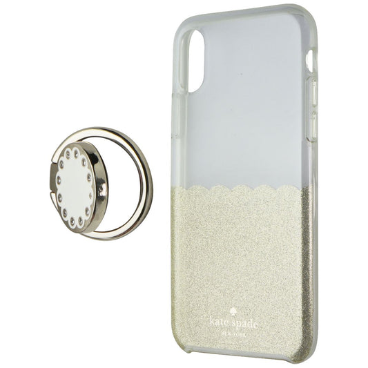 Kate Spade Ring Stand and Case for Apple iPhone X/iPhone XS - Clear/Gold Glitter Cell Phone - Cases, Covers & Skins Kate Spade - Simple Cell Bulk Wholesale Pricing - USA Seller