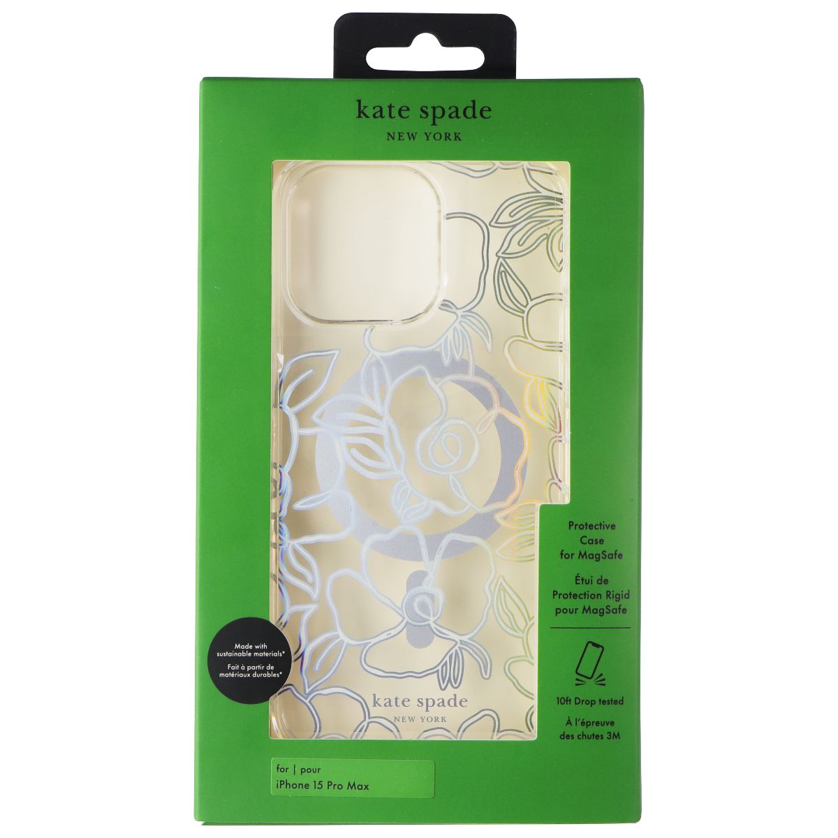 Kate Spade Case for MagSafe for iPhone 15 Pro Max - Modern Floral Silver Cell Phone - Cases, Covers & Skins Kate Spade New York    - Simple Cell Bulk Wholesale Pricing - USA Seller
