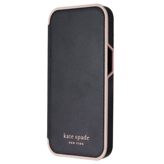 Kate Spade Wrap Folio Wallet Case for Apple iPhone 13 - Black/Pink Trim Cell Phone - Cases, Covers & Skins Kate Spade - Simple Cell Bulk Wholesale Pricing - USA Seller