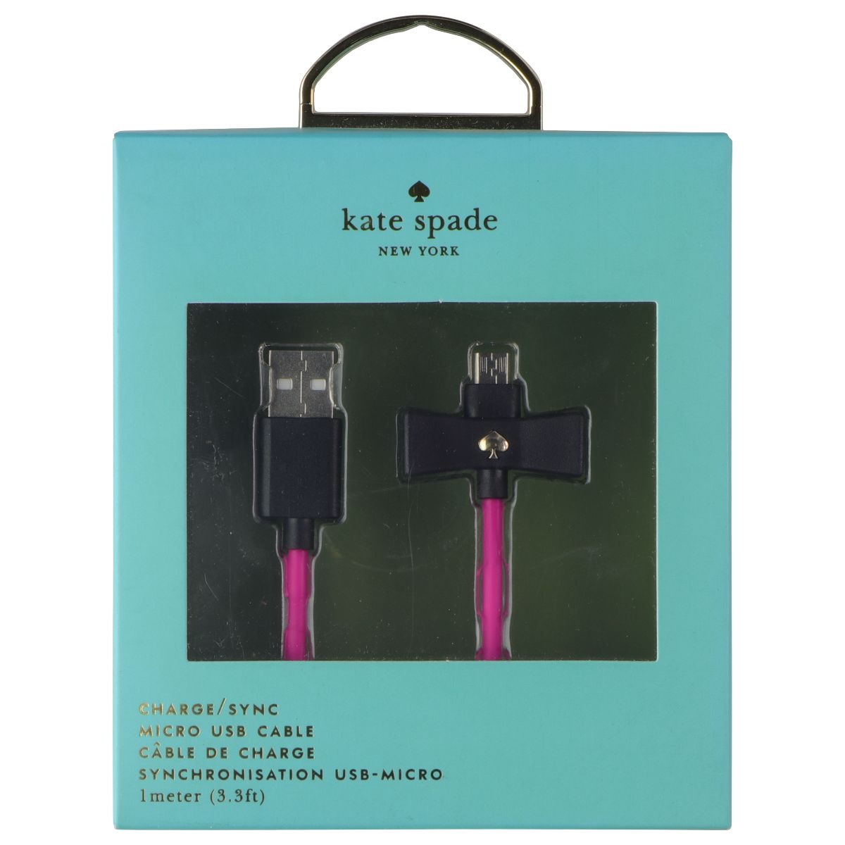 Kate Spade New York (3.3-Ft) Charge/Sync Micro-USB Cable - Pink/Black Cell Phone - Cables & Adapters Kate Spade New York - Simple Cell Bulk Wholesale Pricing - USA Seller