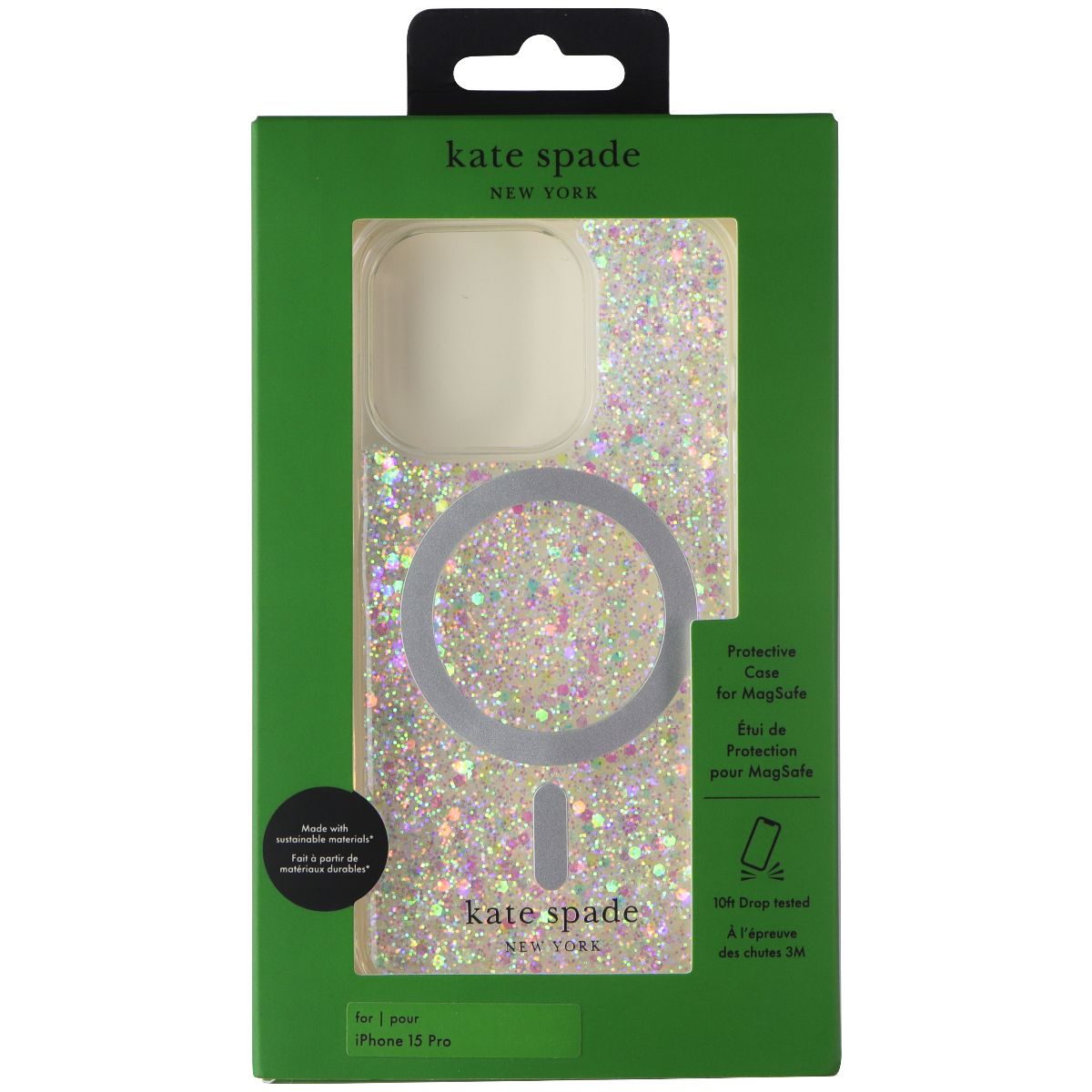 Kate Spade Protective Case for MagSafe for iPhone 15 Pro - Chunky Glitter Cell Phone - Cases, Covers & Skins Kate Spade    - Simple Cell Bulk Wholesale Pricing - USA Seller