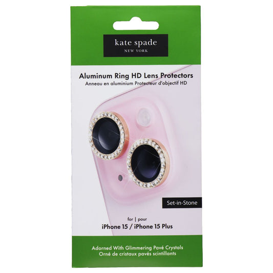 Kate Spade Aluminum Ring Lens Protectors for iPhone 15/15 Plus Set-in-Stone Gold Cell Phone - Screen Protectors Kate Spade - Simple Cell Bulk Wholesale Pricing - USA Seller