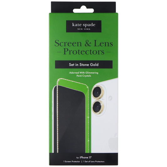 Kate Spade Screen and Lens Protectors for iPhone 17 - Set in Stone Gold Cell Phone - Screen Protectors Kate Spade New York - Simple Cell Bulk Wholesale Pricing - USA Seller