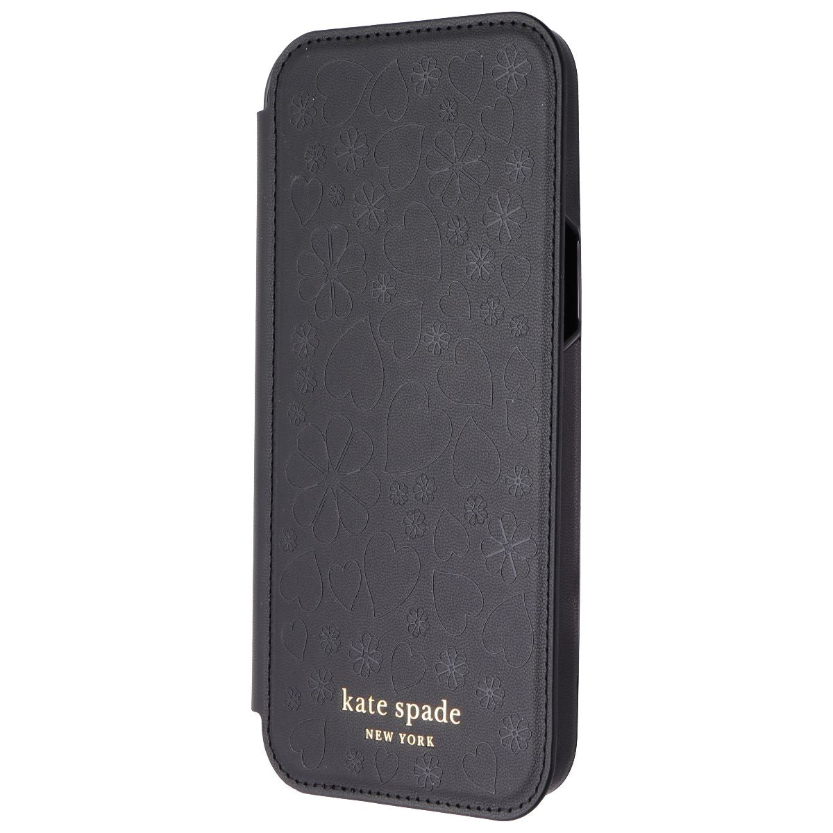 Kate Spade Wrap Folio Case for Apple iPhone 12 Pro Max - Black Hearts & Clovers Cell Phone - Cases, Covers & Skins Kate Spade - Simple Cell Bulk Wholesale Pricing - USA Seller
