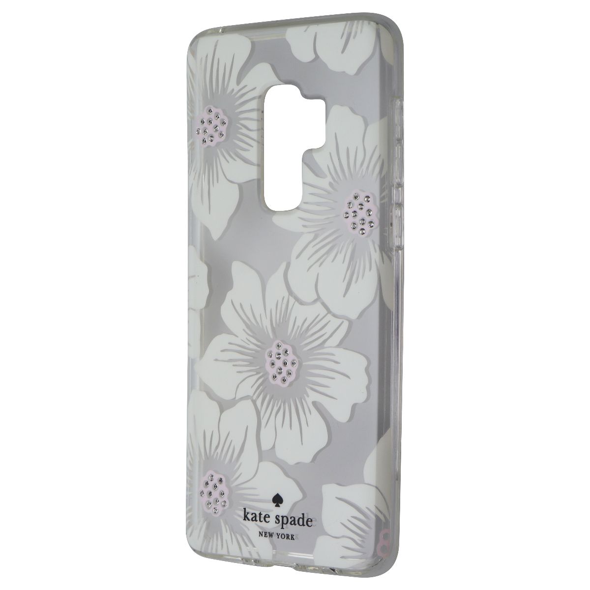 Kate Spade Hard Case for Samsung Galaxy S9+ (Plus) - Clear/White Flower/Gems Cell Phone - Cases, Covers & Skins Kate Spade - Simple Cell Bulk Wholesale Pricing - USA Seller