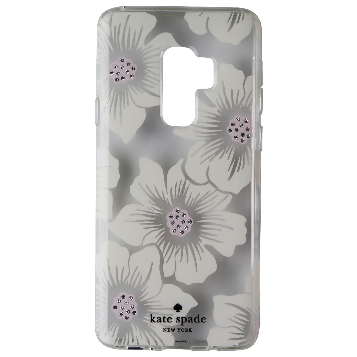 Kate Spade Hard Case for Samsung Galaxy S9+ (Plus) - Clear/White Flower/Gems Cell Phone - Cases, Covers & Skins Kate Spade - Simple Cell Bulk Wholesale Pricing - USA Seller
