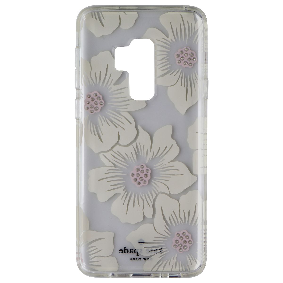 Kate Spade Hard Case for Samsung Galaxy S9+ (Plus) - Clear/White Flower/Gems Cell Phone - Cases, Covers & Skins Kate Spade - Simple Cell Bulk Wholesale Pricing - USA Seller