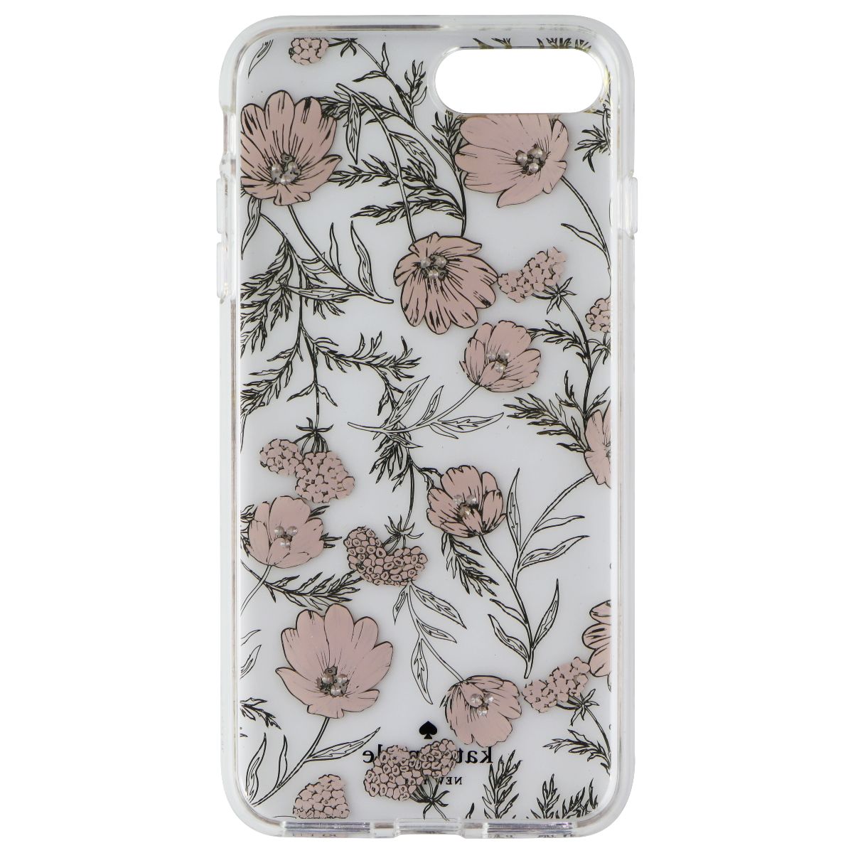 Kate Spade Hybrid Case for iPhone 8 Plus / 7 Plus - Clear / Pink Blossoms / Gems Cell Phone - Cases, Covers & Skins Kate Spade - Simple Cell Bulk Wholesale Pricing - USA Seller