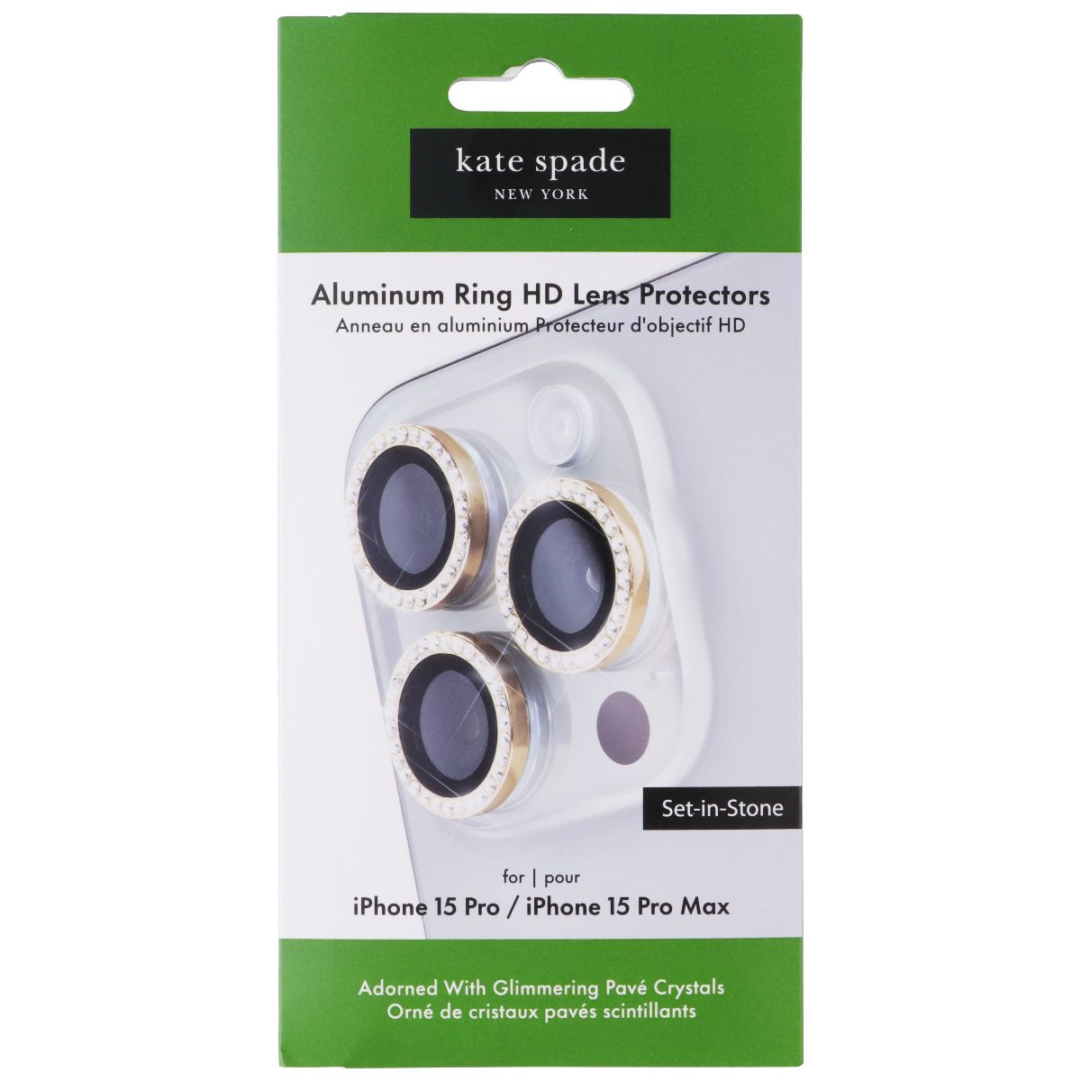 Kate Spade Camera Lens Protector for Apple iPhone 15 Pro/15 Pro Max - Stone Gold