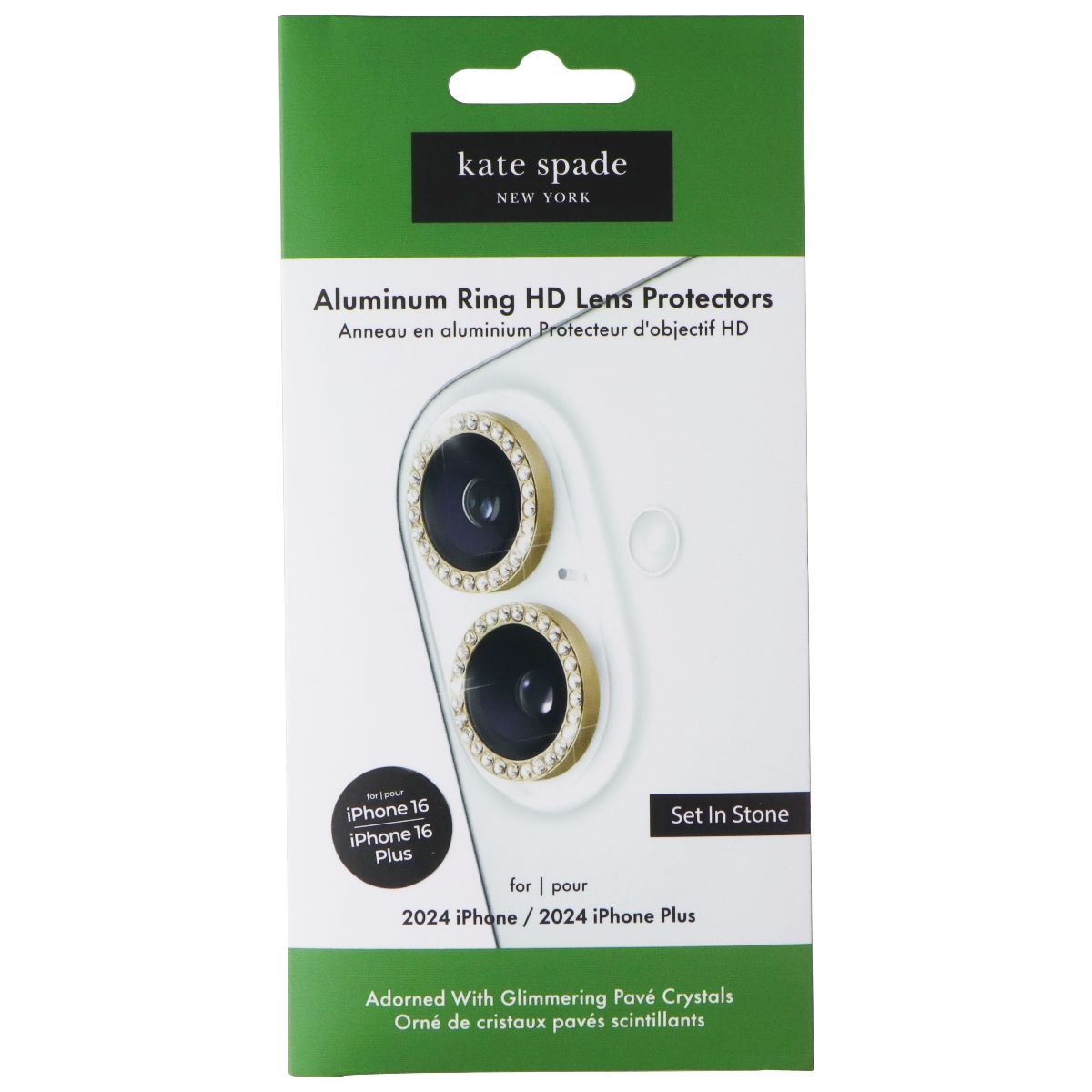 Kate Spade Aluminum Ring HD Lens Camera Protector for iPhone 16 / 16 Plus - Gold Cell Phone - Screen Protectors Kate Spade New York - Simple Cell Bulk Wholesale Pricing - USA Seller