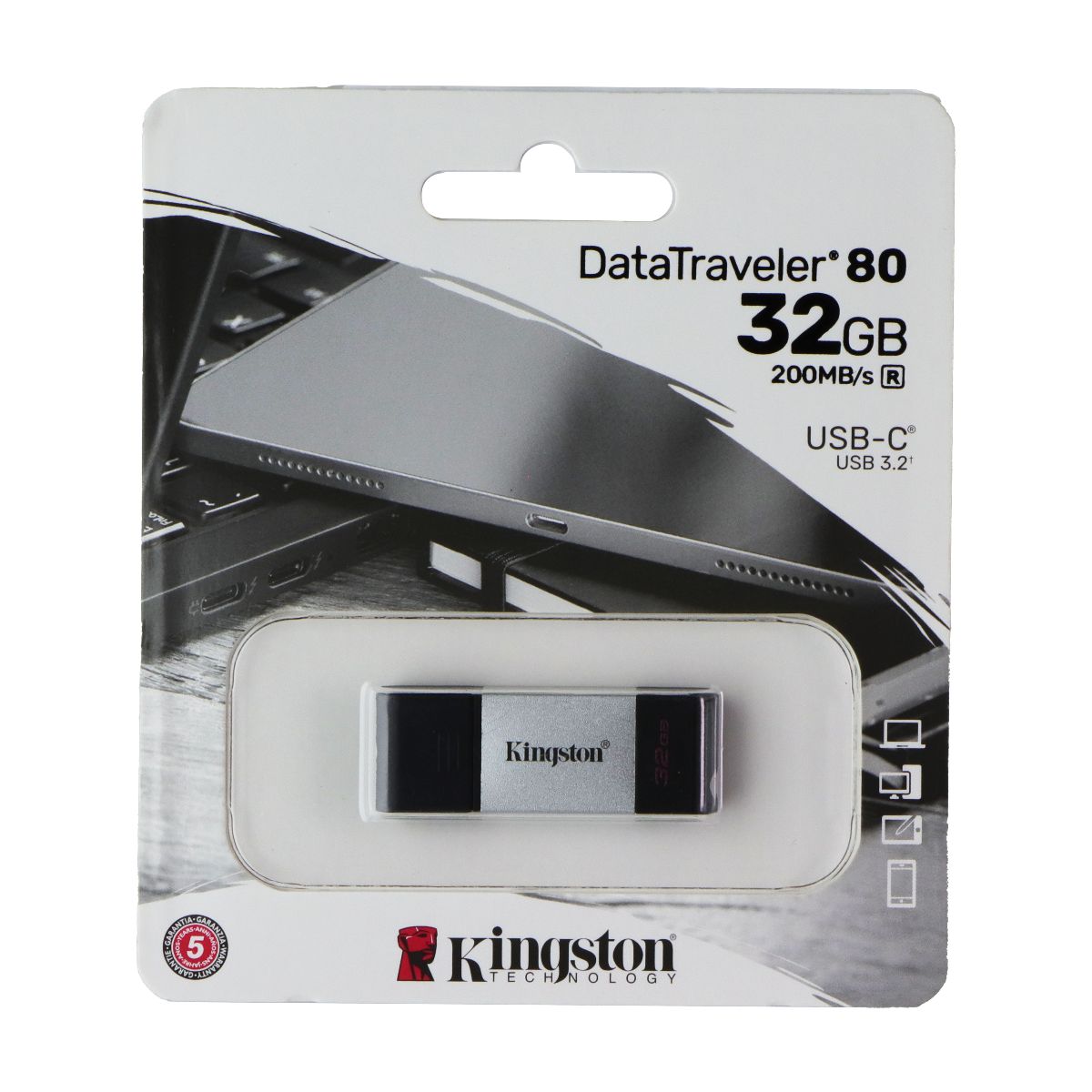 Kingston DataTraveler 80 (32GB) 200MB/s USB-C Flash Drive Digital Storage - USB Flash Drives Kingston - Simple Cell Bulk Wholesale Pricing - USA Seller