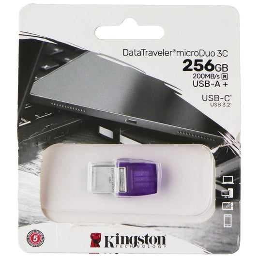 Kingston DataTraveler MicroDuo 3C 256GB USB-A/USB-C Flash Drive - Purple Digital Storage - USB Flash Drives Kingston - Simple Cell Bulk Wholesale Pricing - USA Seller
