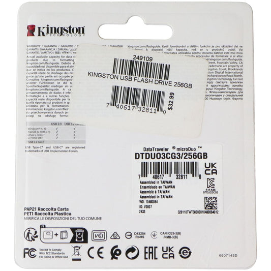 Kingston DataTraveler MicroDuo 3C 256GB USB-A/USB-C Flash Drive - Purple Digital Storage - USB Flash Drives Kingston - Simple Cell Bulk Wholesale Pricing - USA Seller
