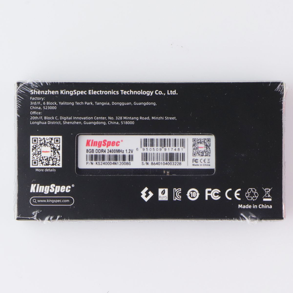 KingSpec DDR4 8GB 2400 MHz 1.2V RAM for Desktop Computer Parts - Memory (RAM) KingSpec - Simple Cell Bulk Wholesale Pricing - USA Seller