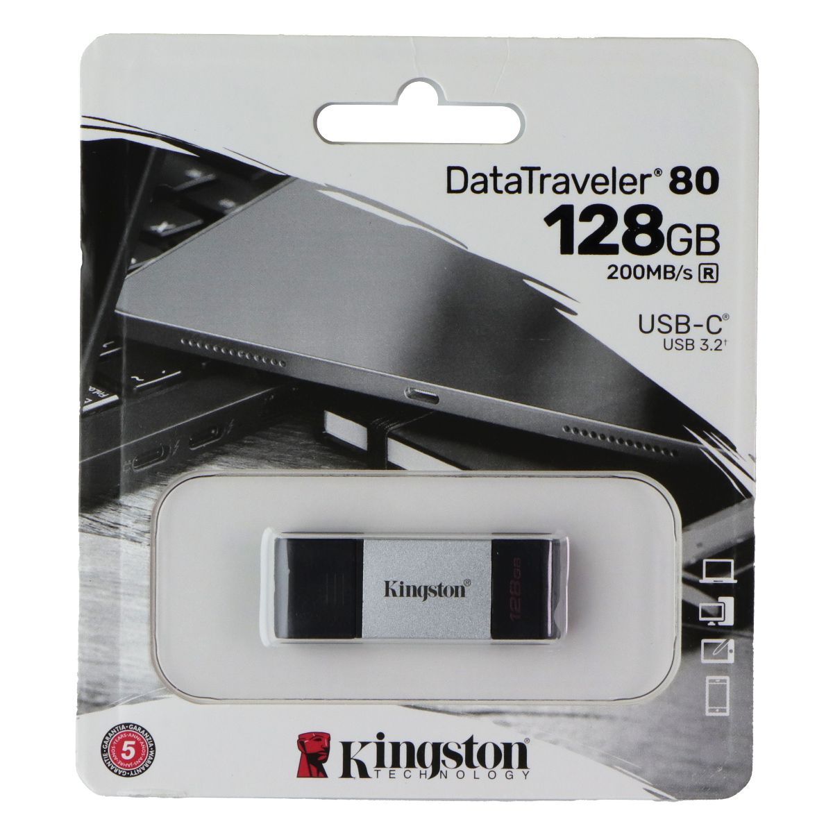 Kingston DataTraveler 80 (128GB) 200MB/s USB-C Flash Drive Digital Storage - USB Flash Drives Kingston - Simple Cell Bulk Wholesale Pricing - USA Seller
