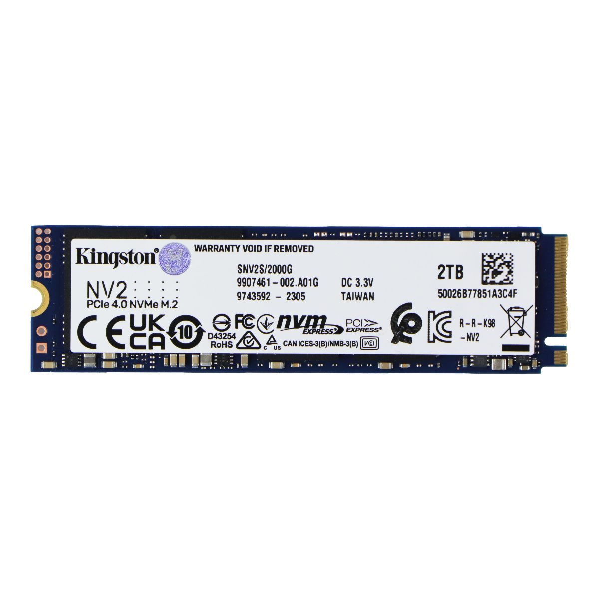 Kingston NV2 PCIe 4.0 NVMe M.2 2TB SSD (SNV2S/2000G) Digital Storage - Solid State Drives Kingston - Simple Cell Bulk Wholesale Pricing - USA Seller