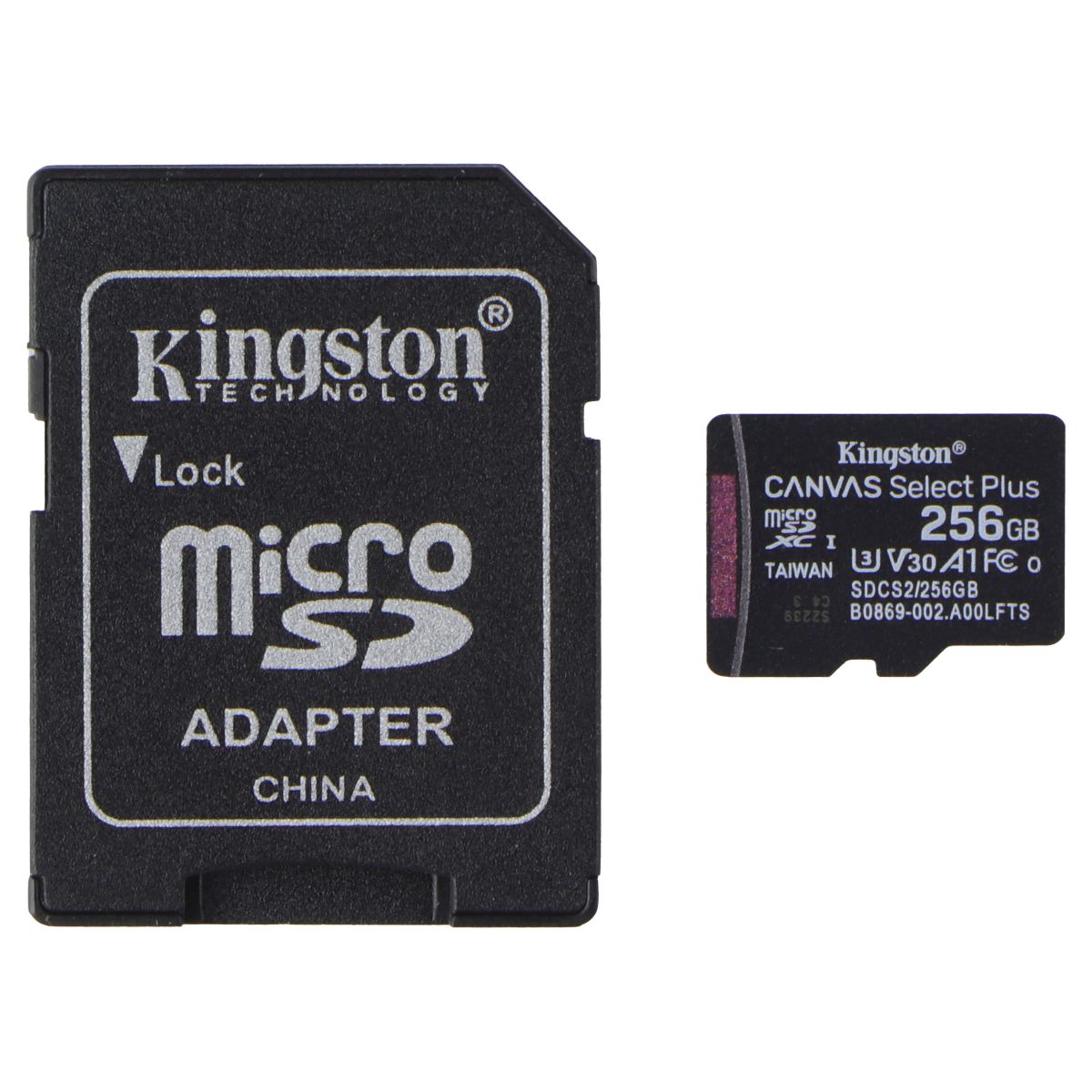 Kingston 256GB Canvas Select Plus microSDXC w/Adapter - A1 C10 U3 V30 (100MB/s) Digital Camera - Memory Cards Kingston - Simple Cell Bulk Wholesale Pricing - USA Seller