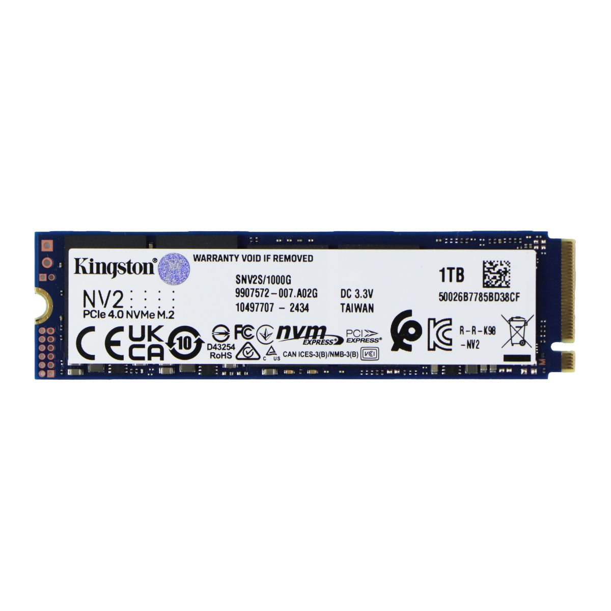 Kingston (1TB) NV2 M.2 2280 PCIe 4.0 NVMe SSD (SNV2S/1000G) Digital Storage - Solid State Drives Kingston - Simple Cell Bulk Wholesale Pricing - USA Seller