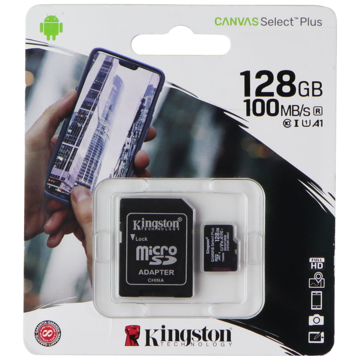 Kingston 128GB Canvas Select Plus microSDXC Card (100MB/s) with Adapter Cell Phone - Memory Cards Kingston - Simple Cell Bulk Wholesale Pricing - USA Seller