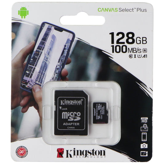 Kingston 128GB Canvas Select Plus microSDXC Card (100MB/s) with Adapter Cell Phone - Memory Cards Kingston - Simple Cell Bulk Wholesale Pricing - USA Seller