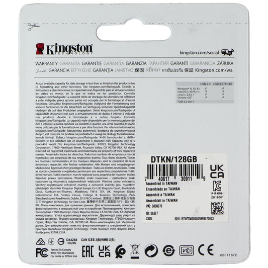 Kingston (128GB) DataTraveler Kyson USB 3.2 Flash Drive - Silver (DTKN/128GB) Digital Storage - USB Flash Drives Kingston - Simple Cell Bulk Wholesale Pricing - USA Seller