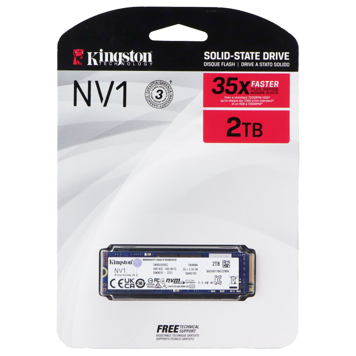 Kingston NV1 (2TB) M.2 2280 NVMe PCIe Internal Solid State Drive Digital Storage - Solid State Drives Kingston - Simple Cell Bulk Wholesale Pricing - USA Seller