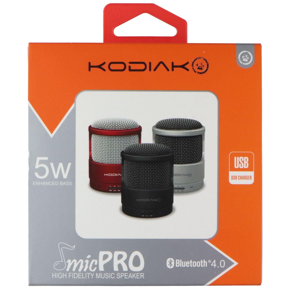 Kodiak (5W) micPRO Portable 3.5mm and Wireless Bluetooth Music Speaker - Silver Cell Phone - Audio Docks & Speakers Kodiak - Simple Cell Bulk Wholesale Pricing - USA Seller