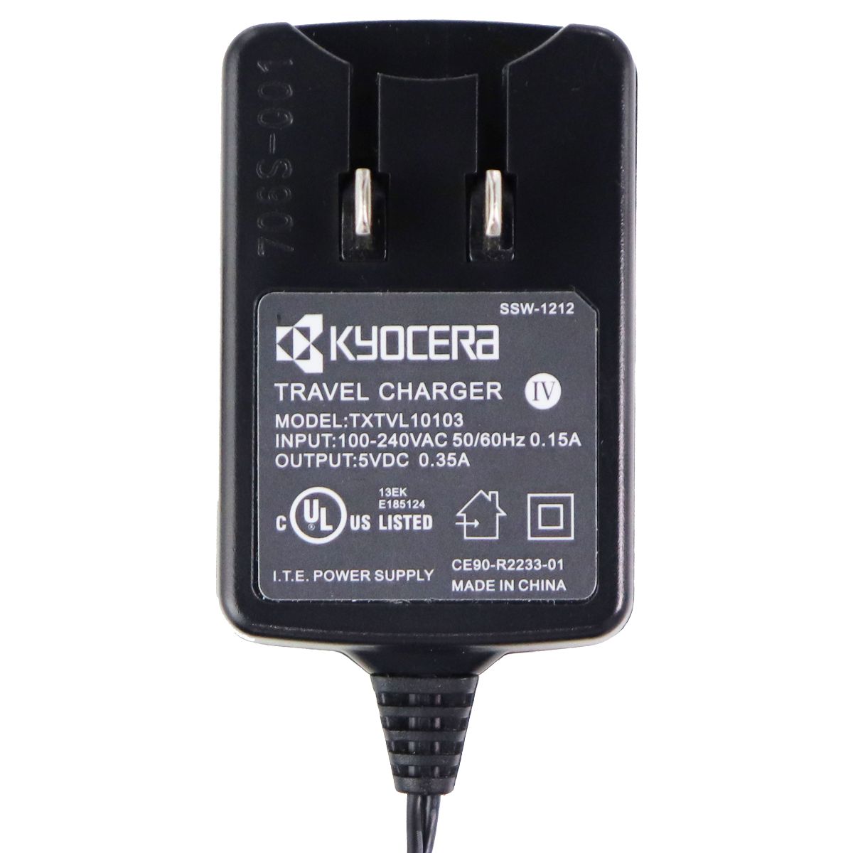 Kyocera Wall Charger (TXTVL10103) for Cell Phones - Black Cell Phone - Chargers & Cradles Kyocera - Simple Cell Bulk Wholesale Pricing - USA Seller