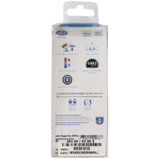 Lacie Rugged Keychain USB 3.0 Flash Drive - 32GB / Orange