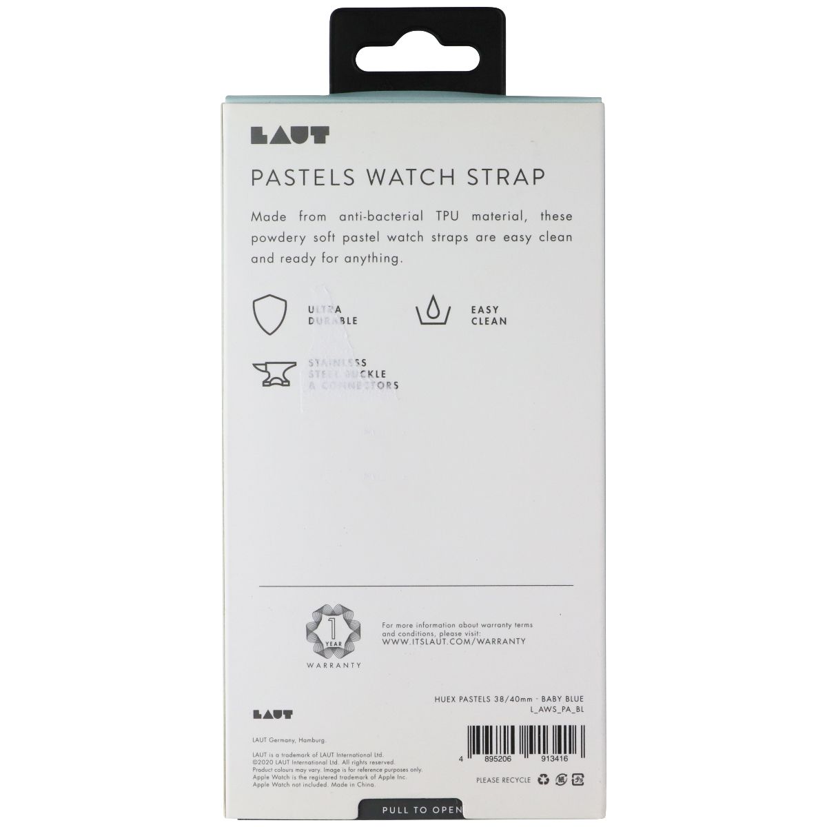 LAUT - HUEX Pastels Strap for Apple Smart Watch 38mm and 40mm - Baby Blue