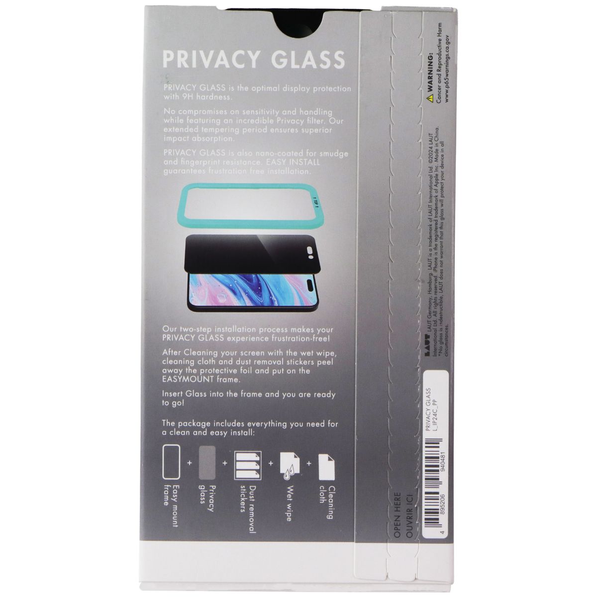 LAUT Privacy Glass Screen Protector for Apple iPhone 16 Plus - Dark Cell Phone - Screen Protectors Laut - Simple Cell Bulk Wholesale Pricing - USA Seller