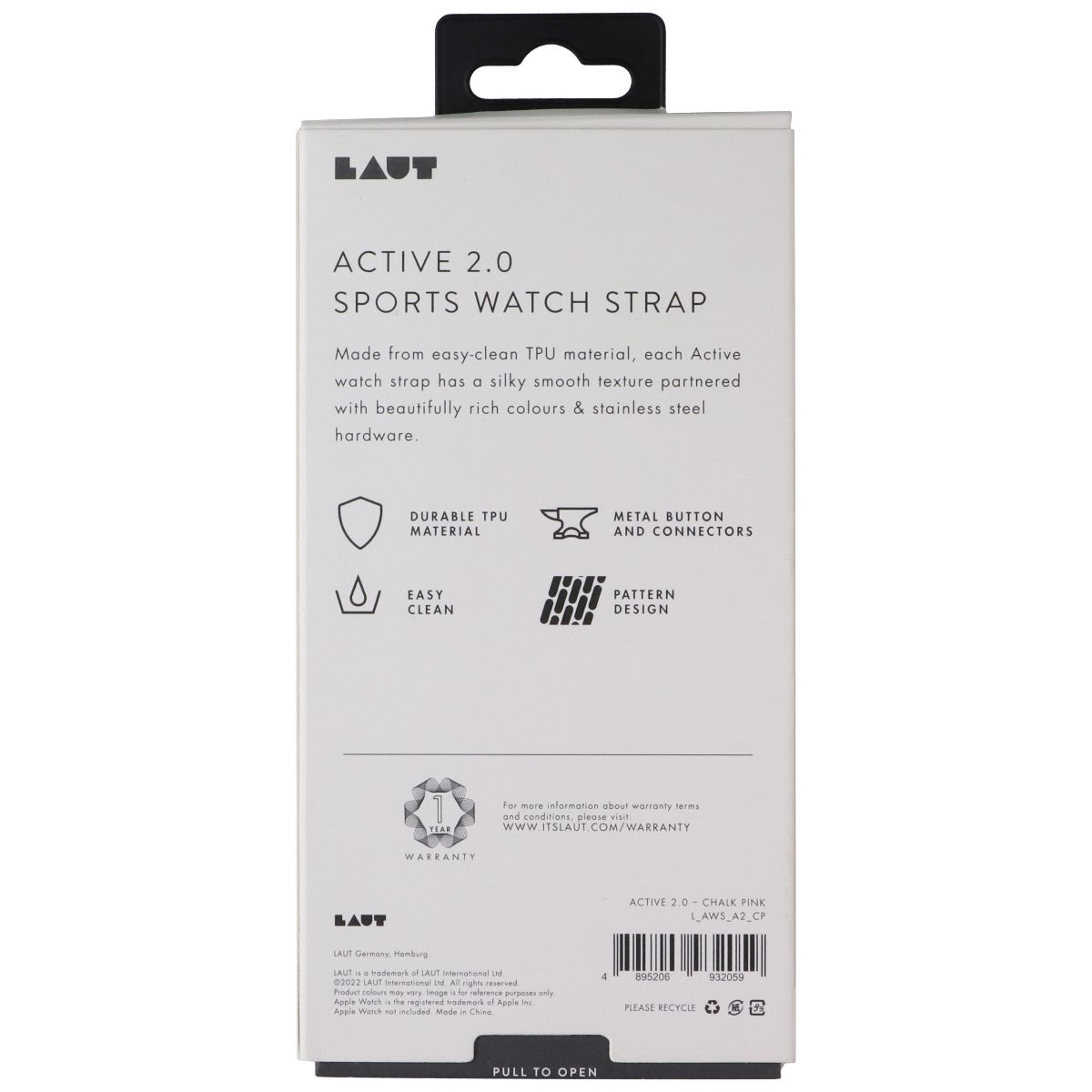 Laut Active 2.0 Watch Strap for Apple Watch Series 1-10/SE (38/42mm) Chalk Pink