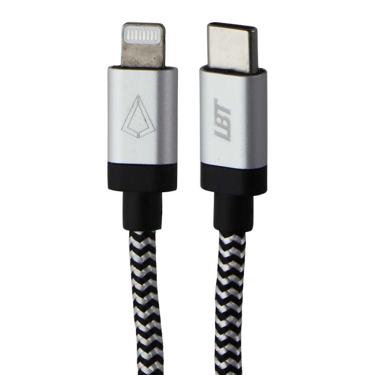 LBT (4-Ft) USB-C to Lightning 8-Pin Braided Charge Cable - Silver/White/Black Cell Phone - Cables & Adapters LBT    - Simple Cell Bulk Wholesale Pricing - USA Seller