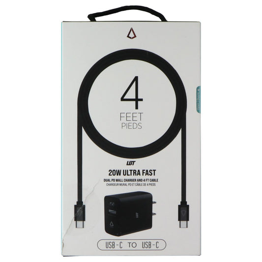 LBT 20W Dual Port (USB-A/USB-C) Wall Charger w/ 4FT USB-C to USB-C Cable - Black Cell Phone - Chargers & Cradles LBT - Simple Cell Bulk Wholesale Pricing - USA Seller