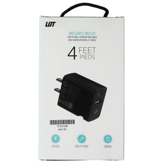 LBT 20W Dual Port (USB-A/USB-C) Wall Charger w/ 4FT USB-C to USB-C Cable - Black Cell Phone - Chargers & Cradles LBT - Simple Cell Bulk Wholesale Pricing - USA Seller