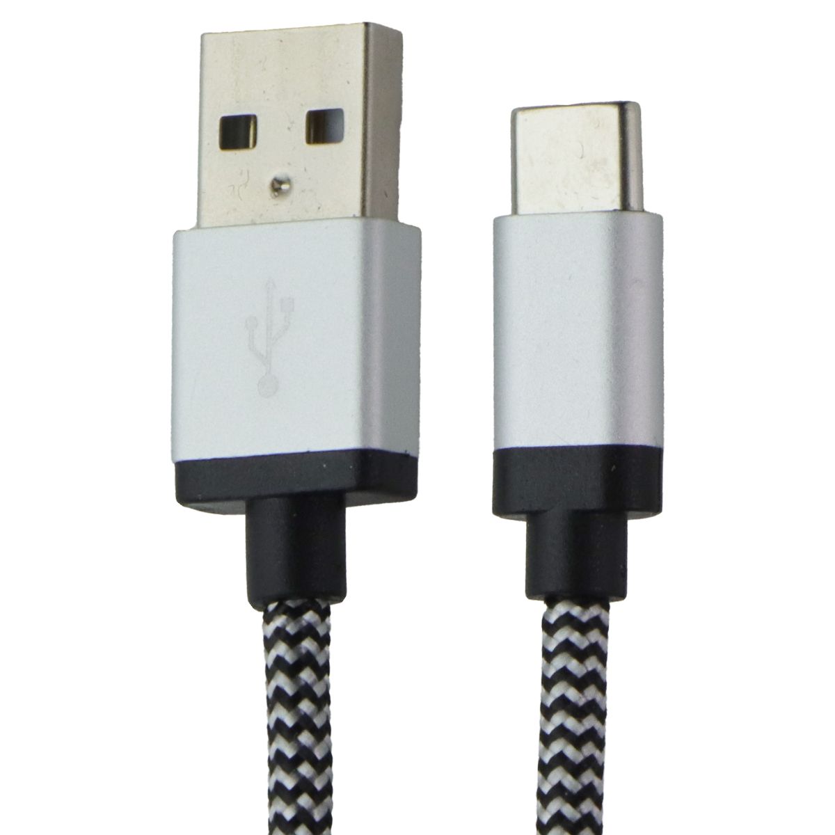 LBT USB-C TO USB-A 7FT Nylon Braided Charging Cable - Black / White Cell Phone - Cables & Adapters LBT - Simple Cell Bulk Wholesale Pricing - USA Seller