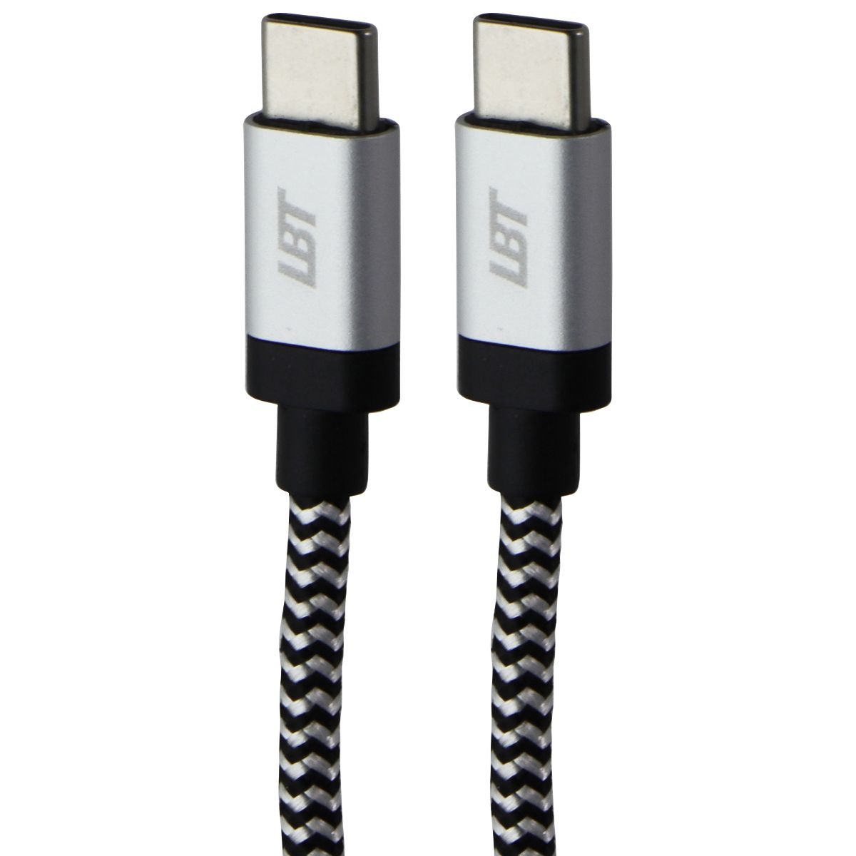 LBT (7-Foot) USB-C to USB-C Braided Charge/Sync Cable - Silver/White/Black Cell Phone - Cables & Adapters LBT    - Simple Cell Bulk Wholesale Pricing - USA Seller