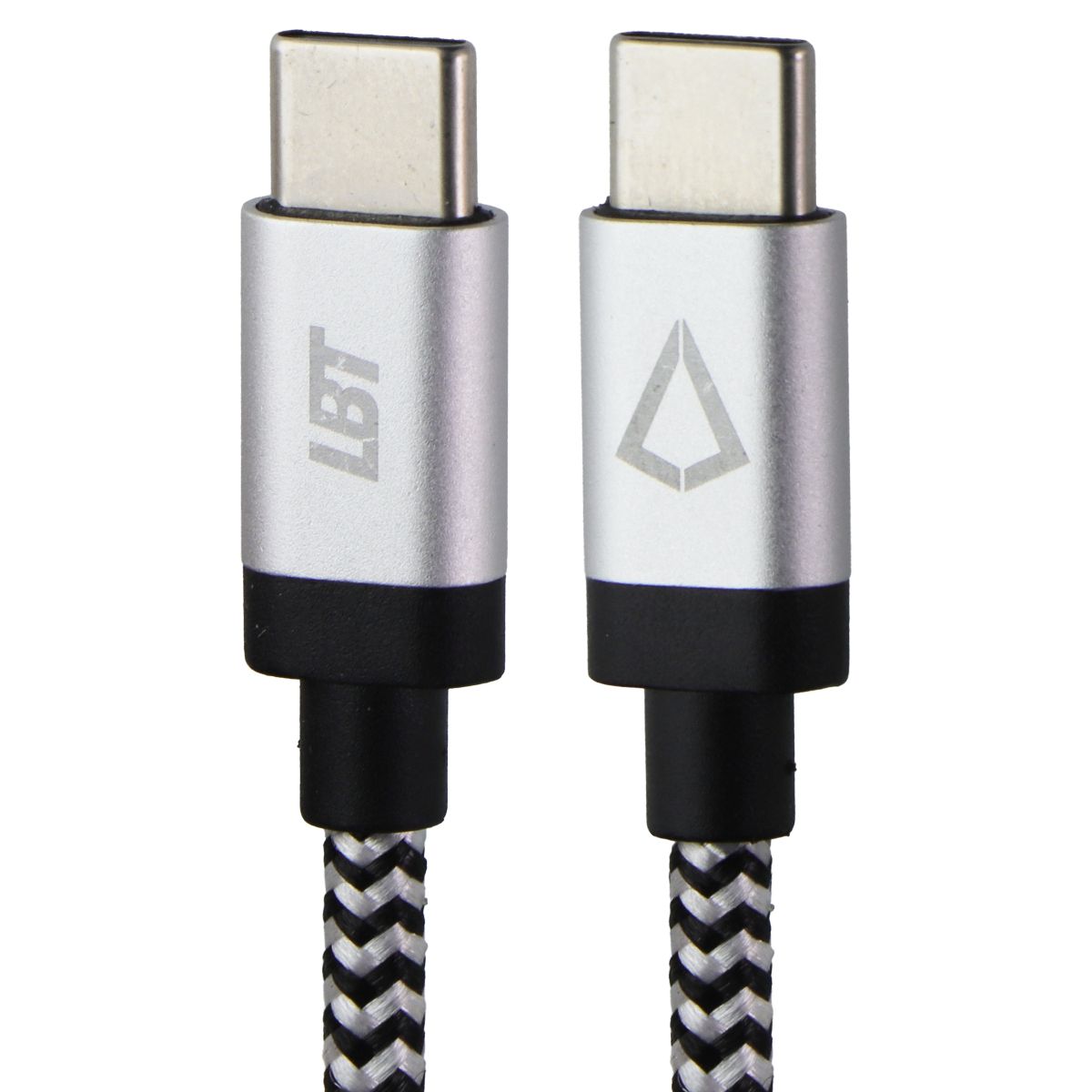 LBT (7-Foot) USB-C to USB-C Braided Charge/Sync Cable - Silver/White/Black Cell Phone - Cables & Adapters LBT - Simple Cell Bulk Wholesale Pricing - USA Seller