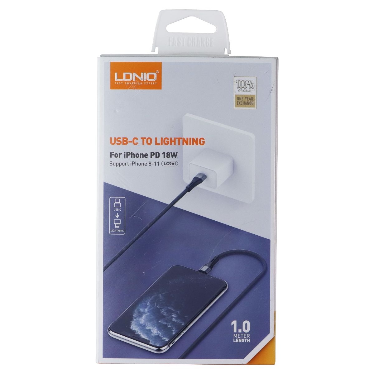 LDNIO 100 CM USB-C to Lightning (8-Pin) Cable - Gray