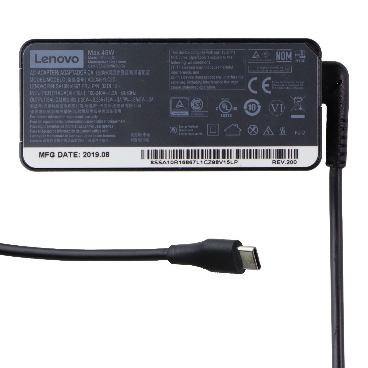 Lenovo 45W AC Adapter OEM Wall Charger / Power Supply (ADLX45YLC2D) - Black Computer Accessories - Laptop Power Adapters/Chargers Lenovo - Simple Cell Bulk Wholesale Pricing - USA Seller
