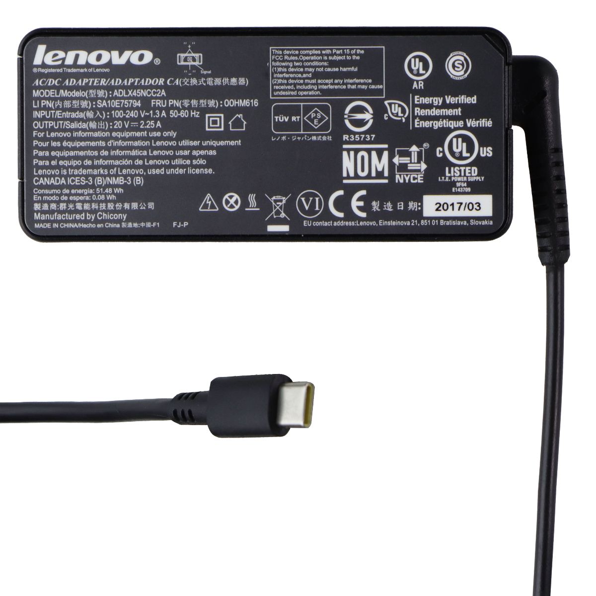 Lenovo Replacement Power Supply (ADLX45NCC2A) - Black Computer Parts - Power Supplies Lenovo - Simple Cell Bulk Wholesale Pricing - USA Seller