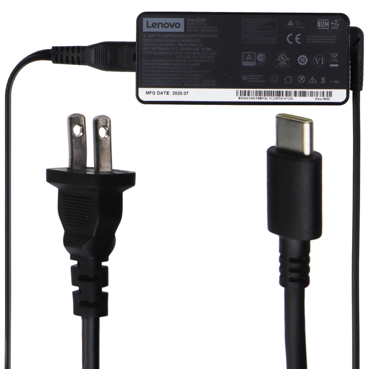 Lenovo (65W) USB-C Charger for ThinkPad Models (ADLX65YLC2D) - Black Computer Accessories - Laptop Power Adapters/Chargers Lenovo - Simple Cell Bulk Wholesale Pricing - USA Seller